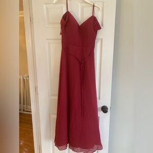 Mori Lee off the shoulder crimson Red gown